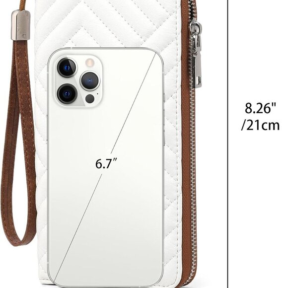 Women's RFID Blocking Leather Wallet Large Capacity Clutch Wristlet - Picture 3 of 6